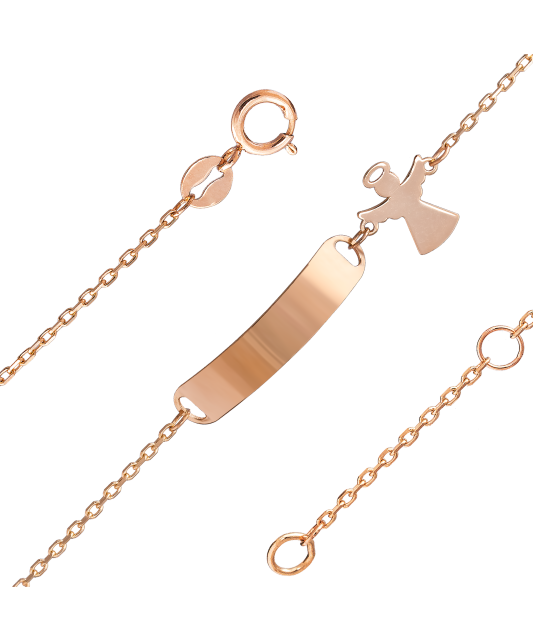 Children's gold bracelet with plate "angel"