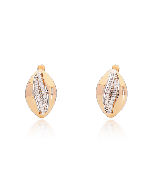Gold earrings with zircons