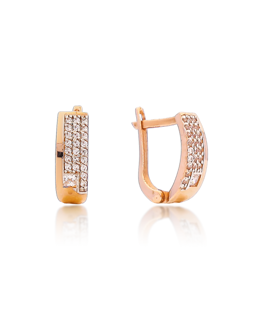 Gold earrings with zircons