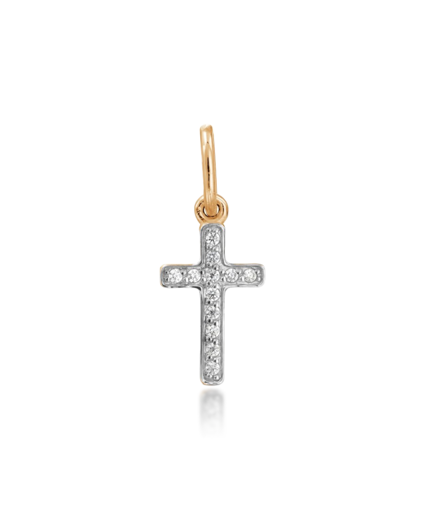 Gold pendant with zircons "cross"