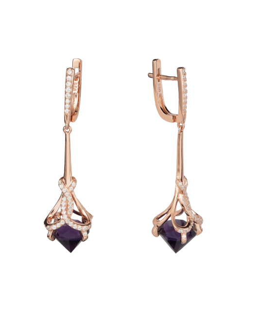 Gilded sterling silver earrings with zircons