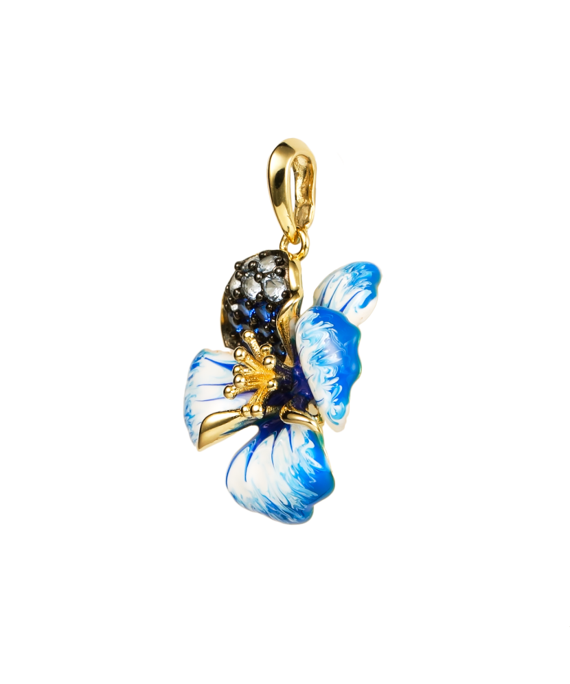 Gilded Sterling Silver pendant with enamel and zircons