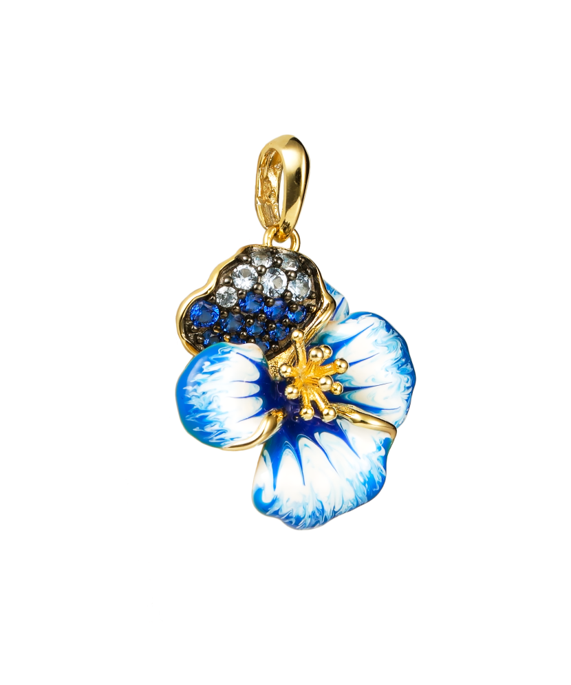 Gilded Sterling Silver pendant with enamel and zircons