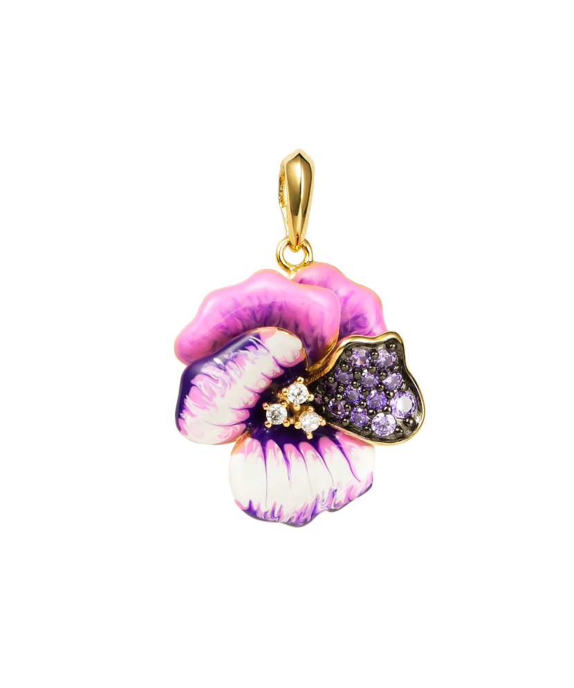 Hopeakullattu riipus emalilla ja zirkoneilla