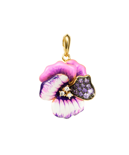 Gilded Sterling Silver pendant with enamel and zircons