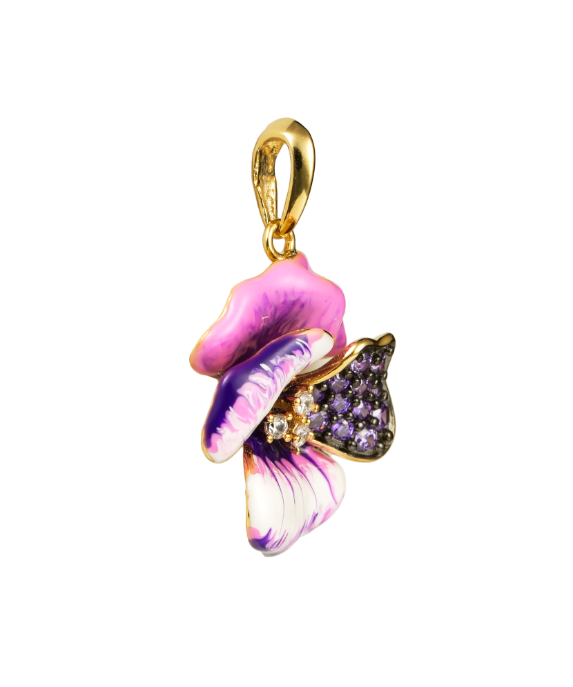 Gilded Sterling Silver pendant with enamel and zircons