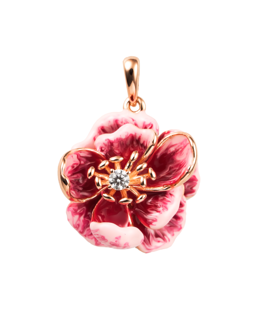 Gilded Sterling Silver pendant with enamel and zircons