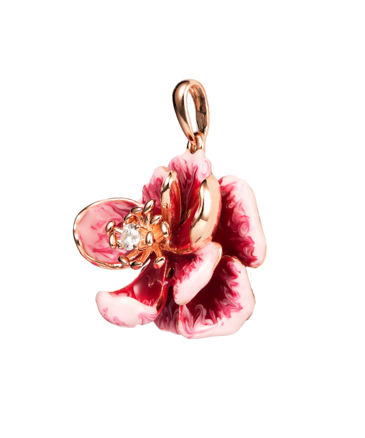 Hopeakullattu riipus emalilla ja zirkoneilla