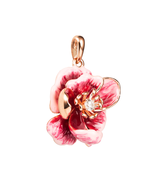 Gilded Sterling Silver pendant with enamel and zircons