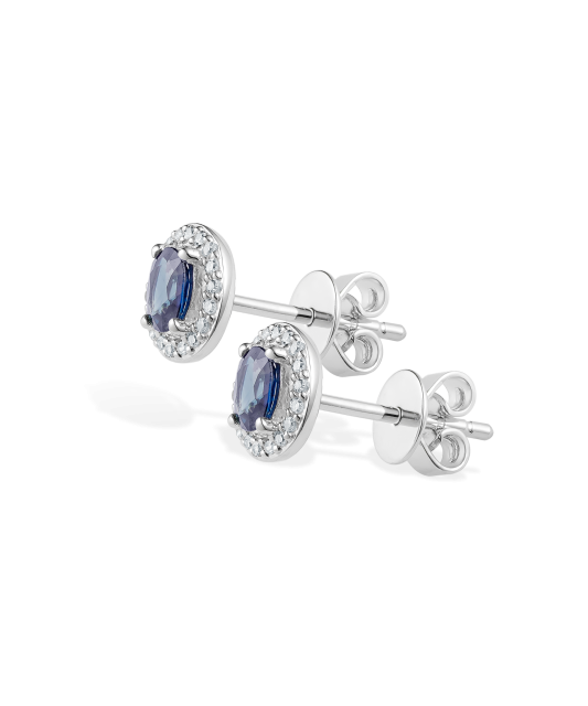 White gold earrings with diamonds and sapphires