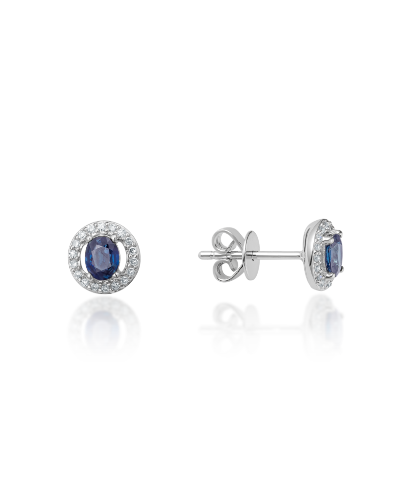 White gold earrings with diamonds and sapphires