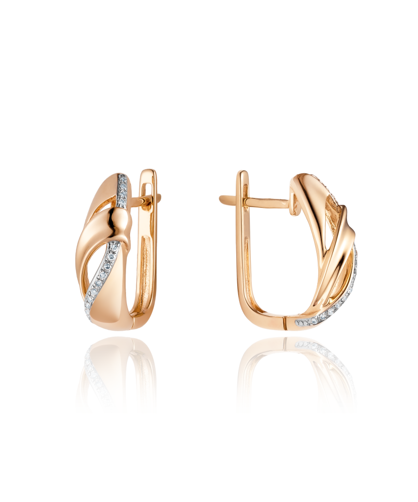 Gold earrings with diamonds