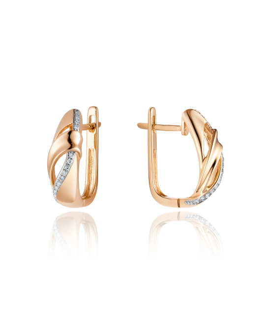 Gold earrings with diamonds