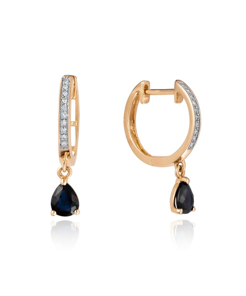 Gold earrings with sapphires and diamonds