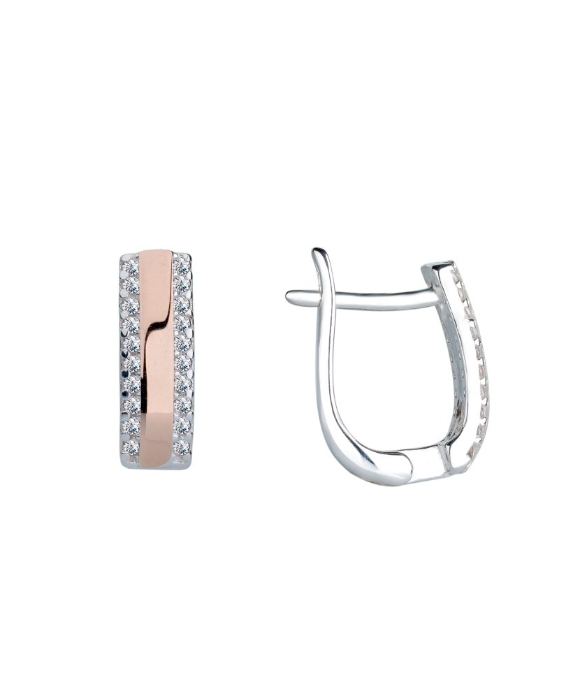 Sidabriniai Auskarai Dengti Auksu Su Cirkoniais  - Goldinga