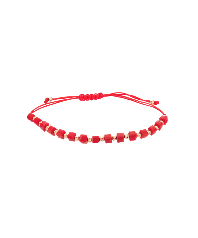 Red string bracelet with gold