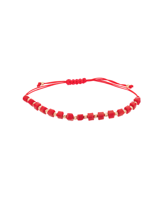 Red string bracelet with gold