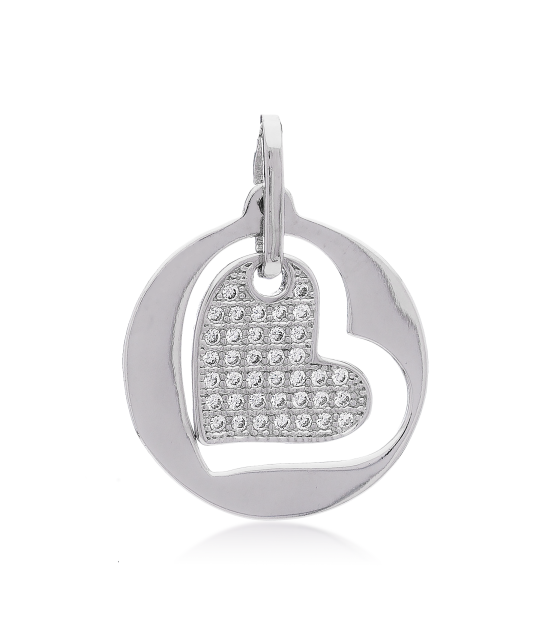 Sterling silver pendant with zircons "heart"