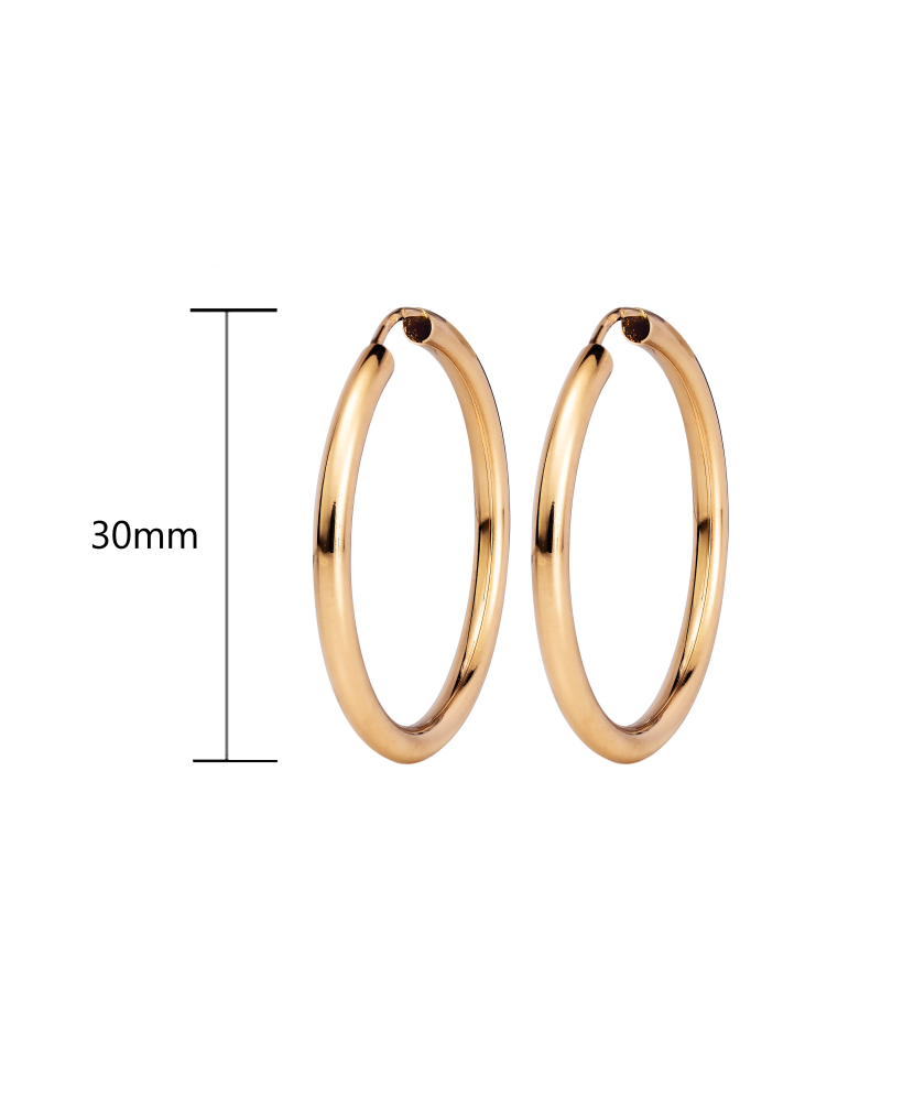 Gold hoop earrings 30 mm