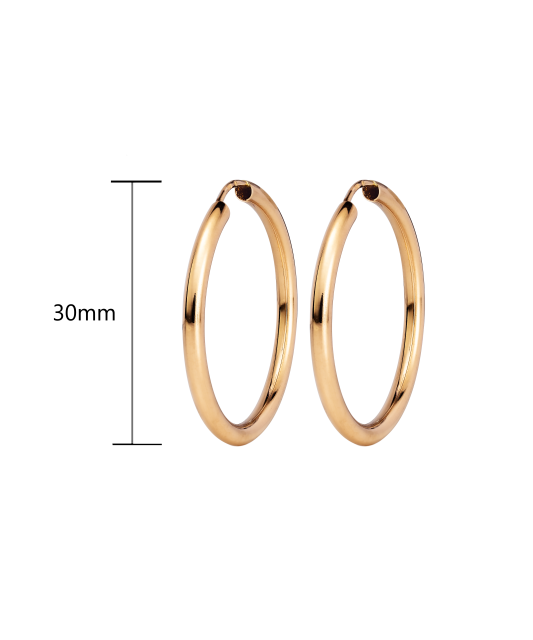 Gold hoop earrings 30 mm