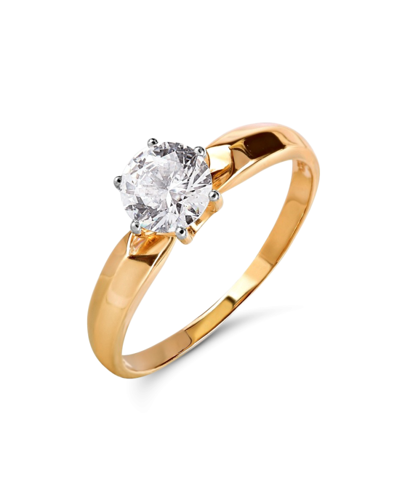 Gold ring with crystal