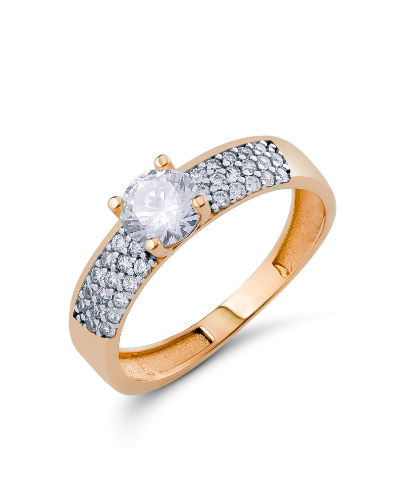 Gold ring with zircons