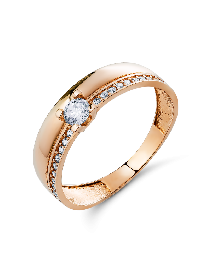 Gold ring with zircons