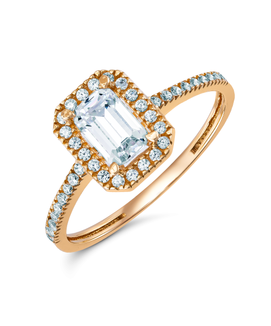 Gold ring with zircons