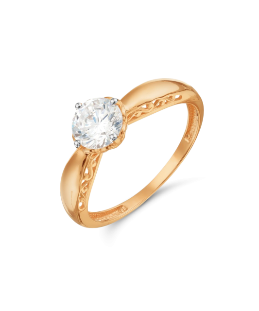 Gold ring with crystal