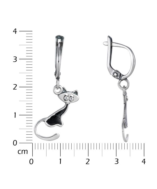 Sterling silver earrings with zircons "Cat"