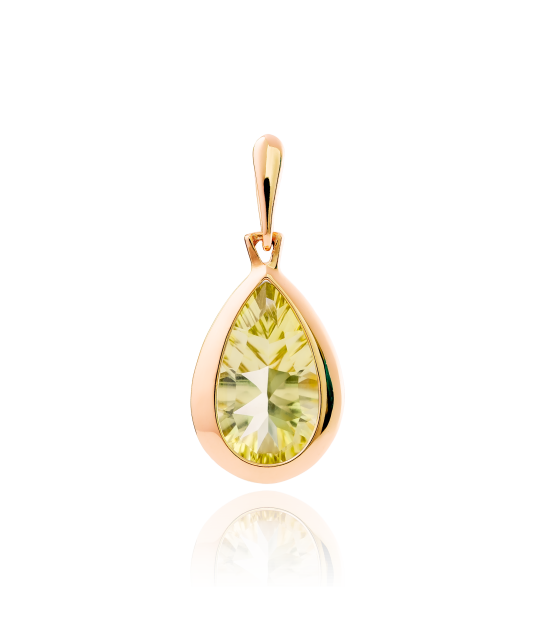 Gold pendant with green quartz