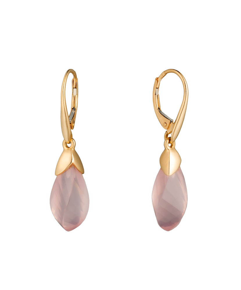 Gold earrings with rose quartz