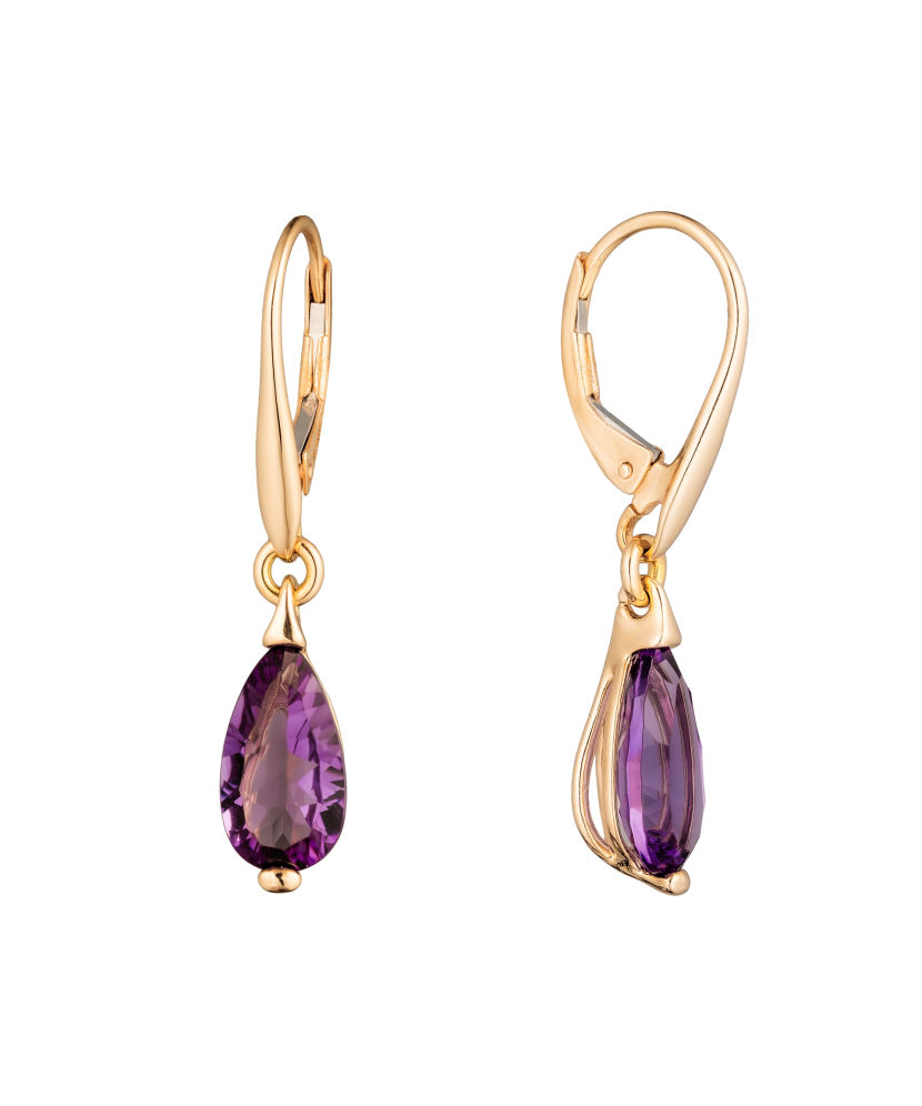 Gold earrings with amethysts
