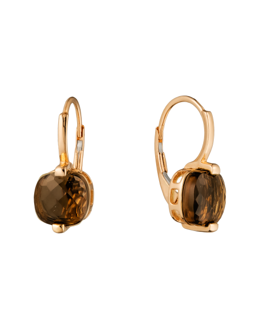Gold earrings with smokey quartz