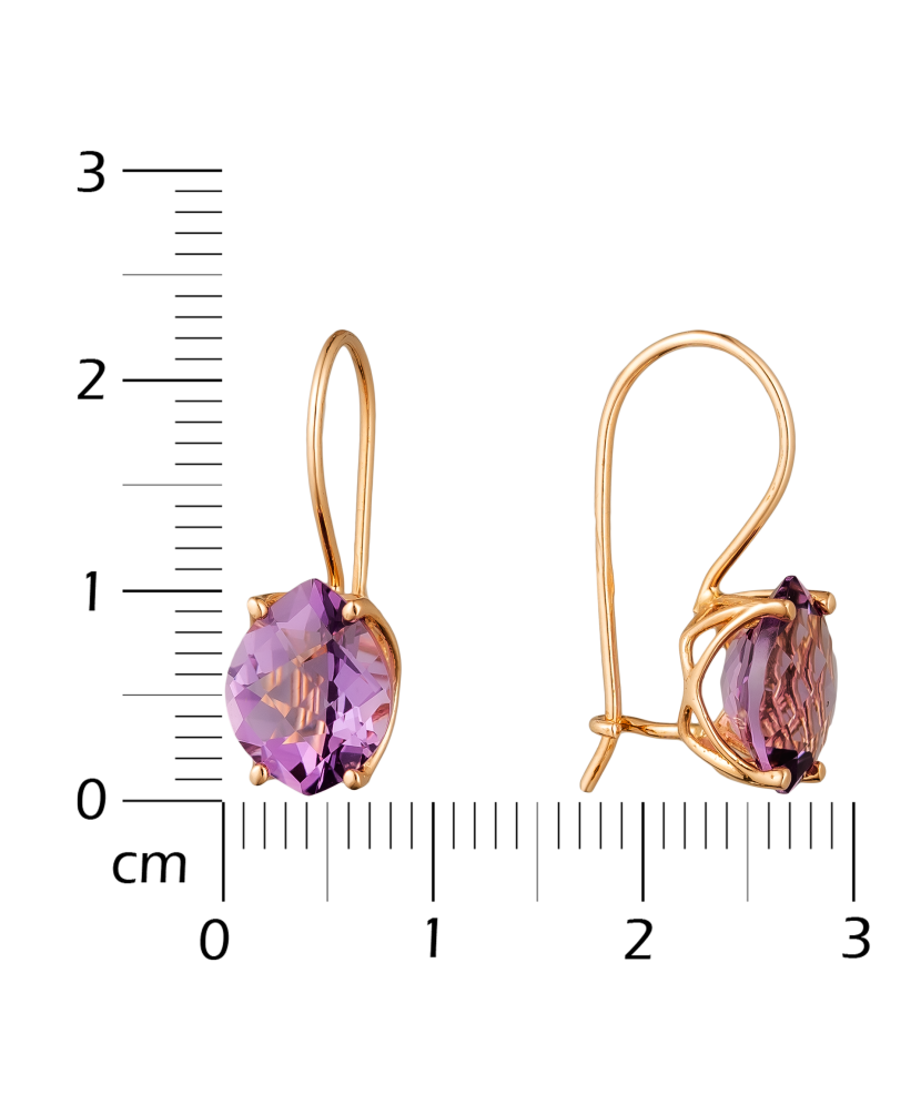 Gold earrings with amethysts