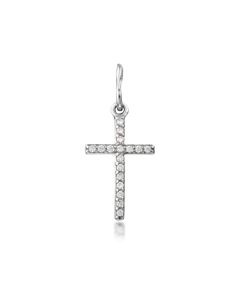 White gold pendant with zircons "cross"