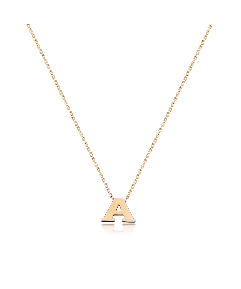Gold chain with pendant letter A