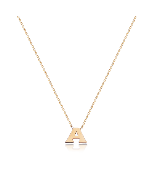 Gold chain with pendant letter A