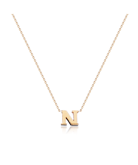 Gold chain with pendant letter N