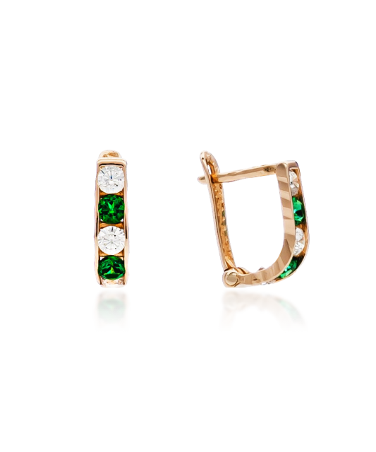 Gold earrings with zircons