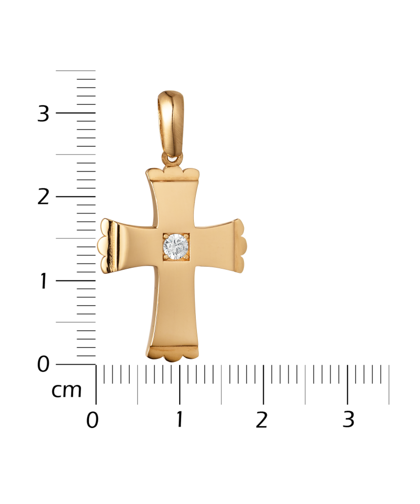 Gold pendant with zirconium "cross"