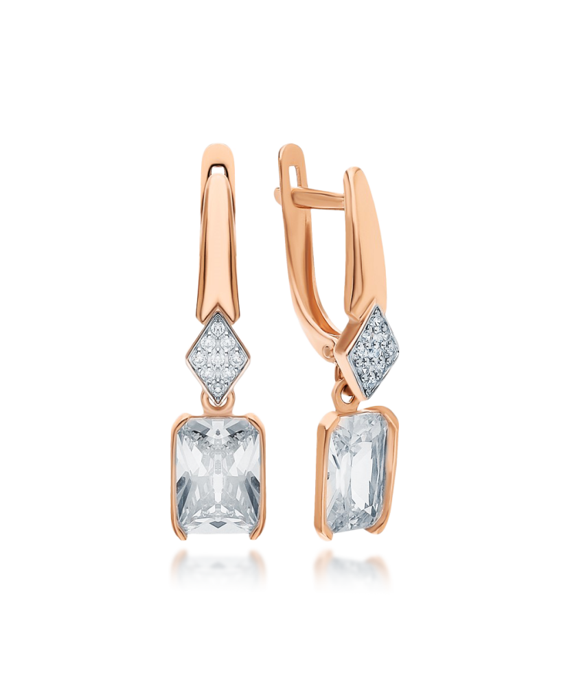 Gold earrings with zircons