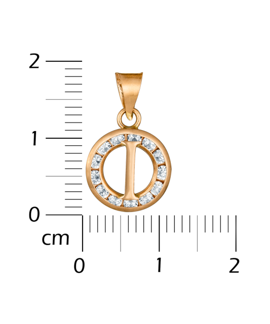 Gold pendant with zircons Letter I