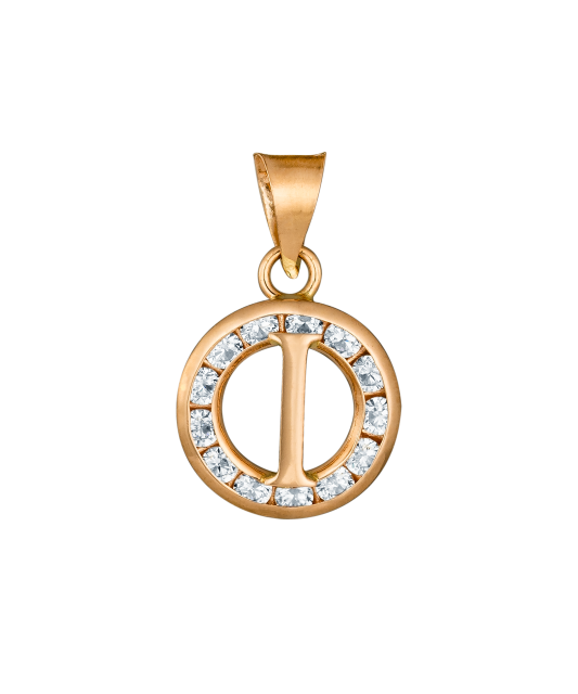 Gold pendant with zircons Letter I
