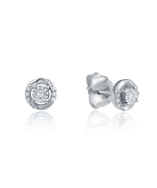 Balto aukso auskarai su deimantais