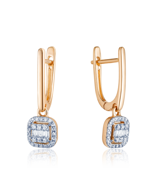 Gold earrings with diamonds
