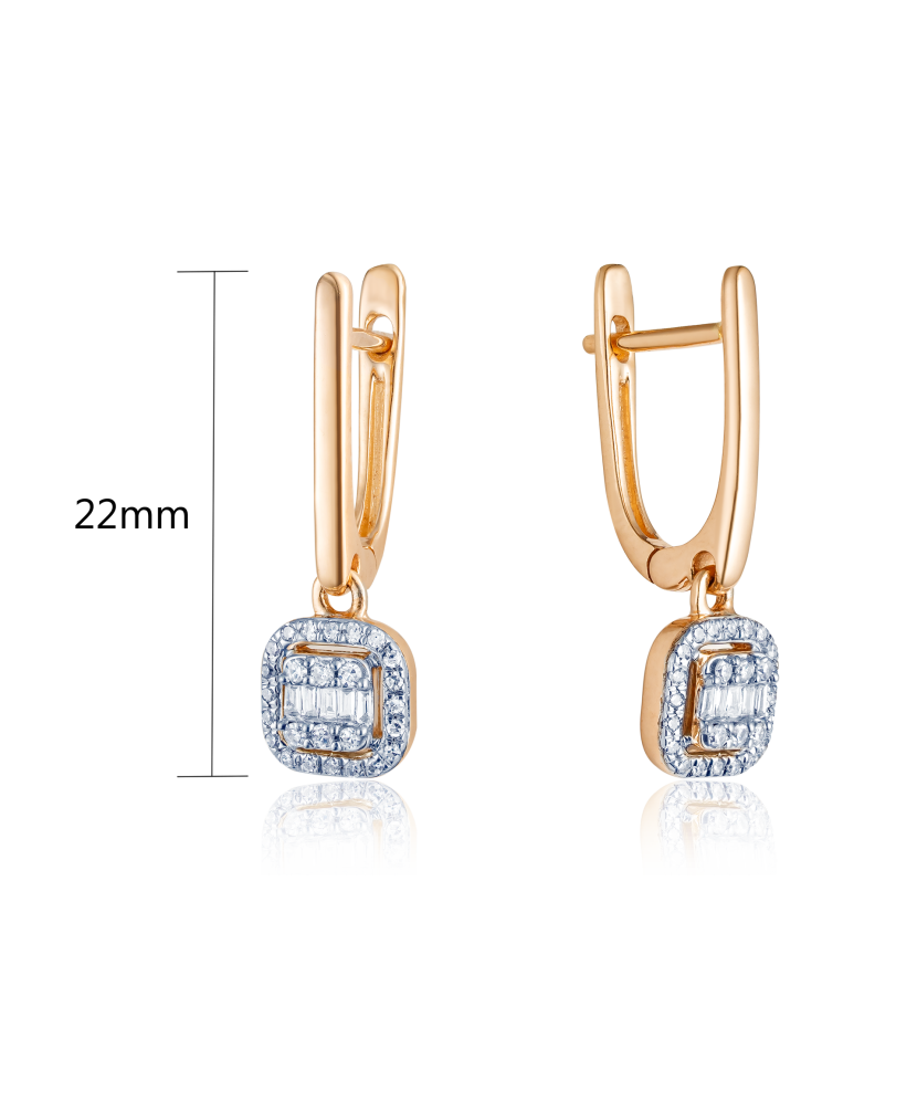 Gold earrings with diamonds