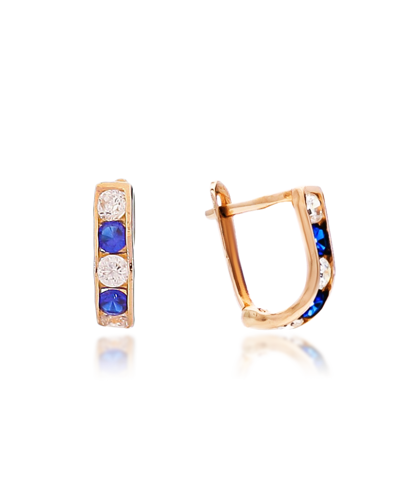 Gold earrings with zircons
