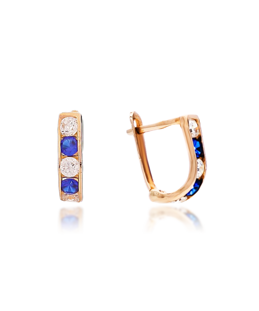 Gold earrings with zircons