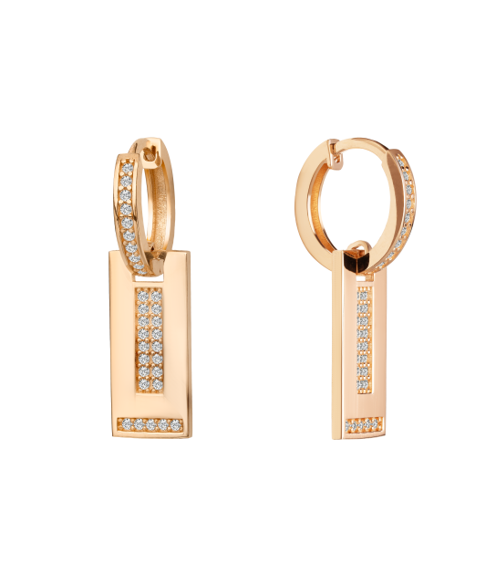 Gold earrings with zircons